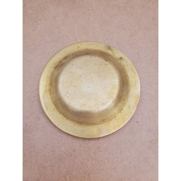 Brutalist Folk Art Brass Dish Catchall | Vintage Mid Century Decorative Relief - Picture 8 of 10